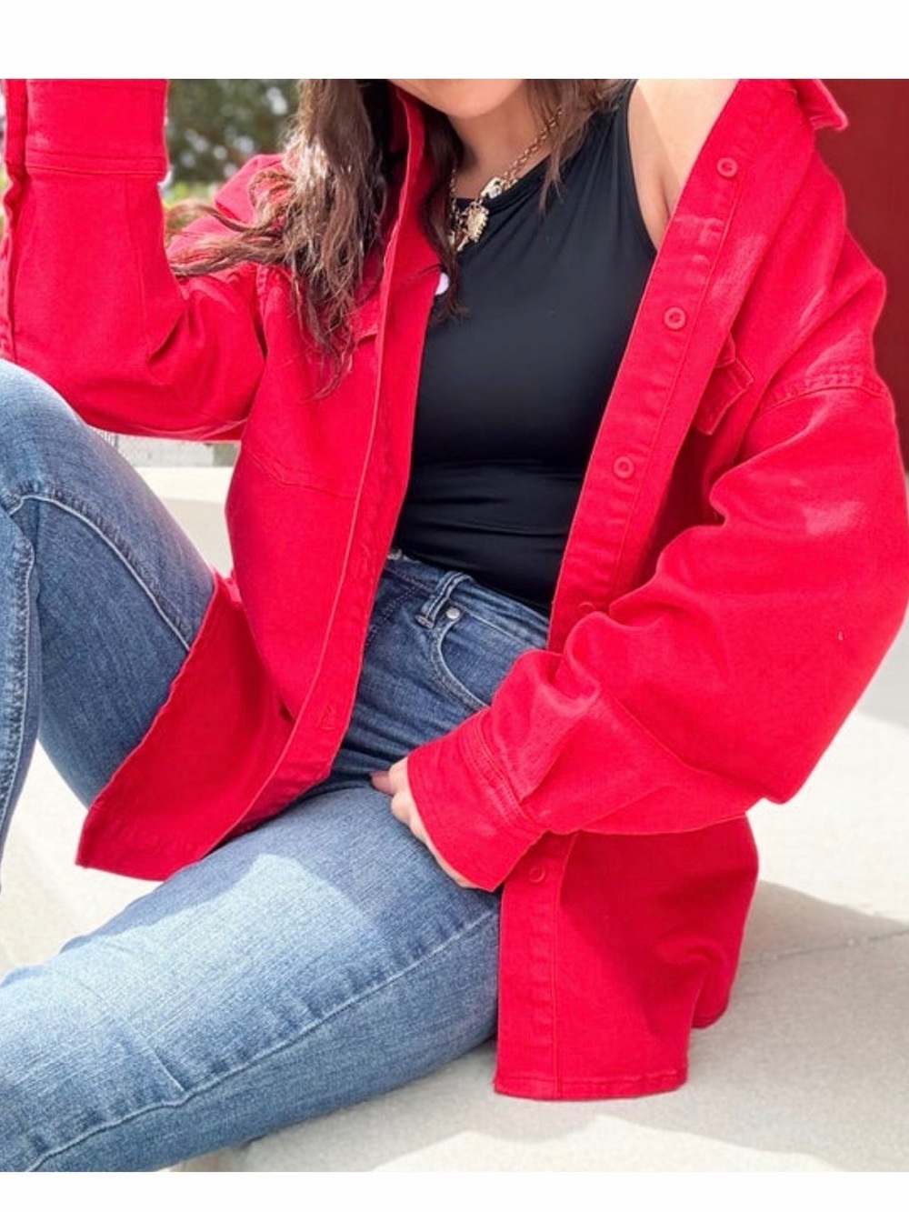 Red risen shacket/jacket  NWT